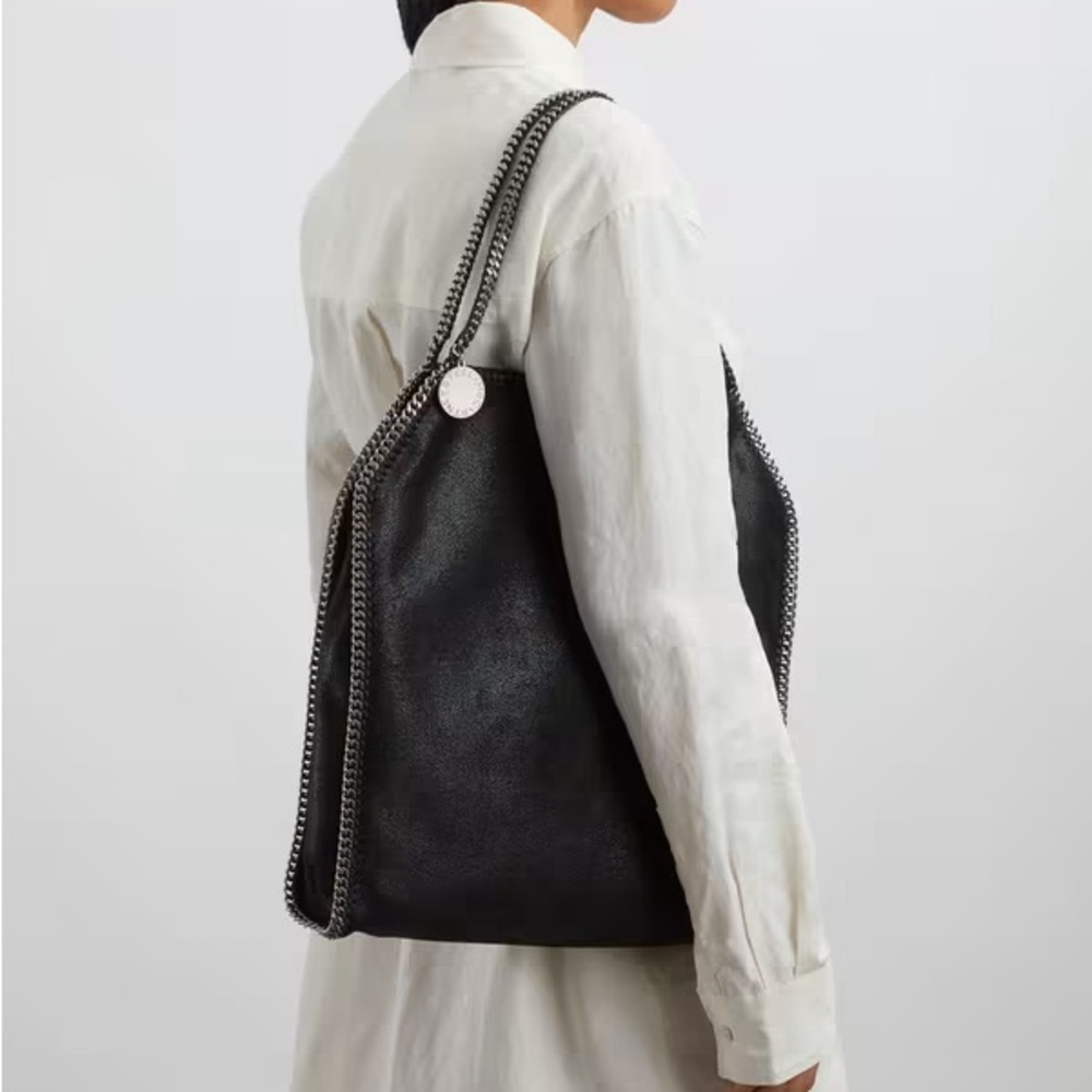 Black Chain-Trimmed authentic falabella tote bag
